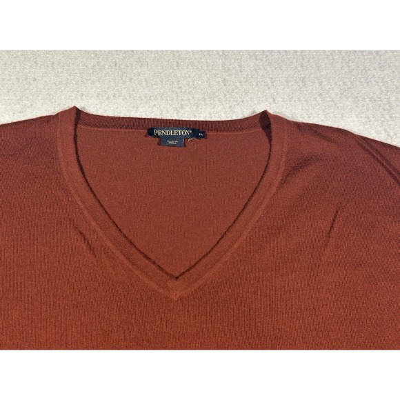 Pendleton Sweater Merino Wool Men's Size XL V-Neck Brown - Picture 5 of 12